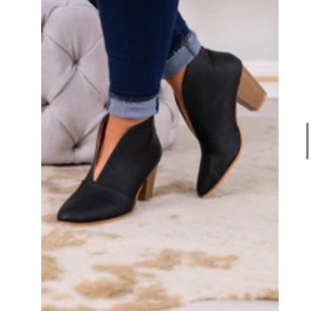 Black open front bootie